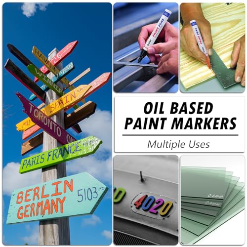 Pink Paint Markers, 2 Pack Oil-Based Waterproof Quick Dry Permanent Paint Pen Set for Rocks Painting, Wood, Fabric, Plastic, Canvas, Glass, Mugs, Metal, Tire, Stone, DIY Craft - color: Pink
