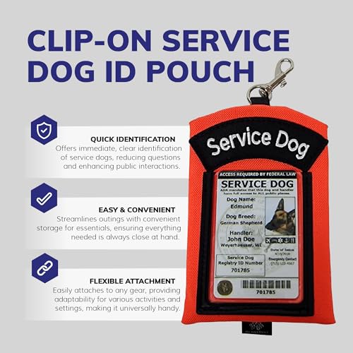 ActiveDogs Service Dog ID Card Pouch, Clip-On Badge Holder, Orange - color: Orange