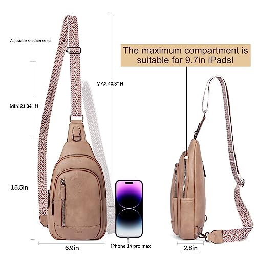 CLUCI Crossbody Bags for Women Men,Leather Sling Bag Cross Body Backpack for Woman Gifts for Women Birthday Unique - color: 1 Light Brown