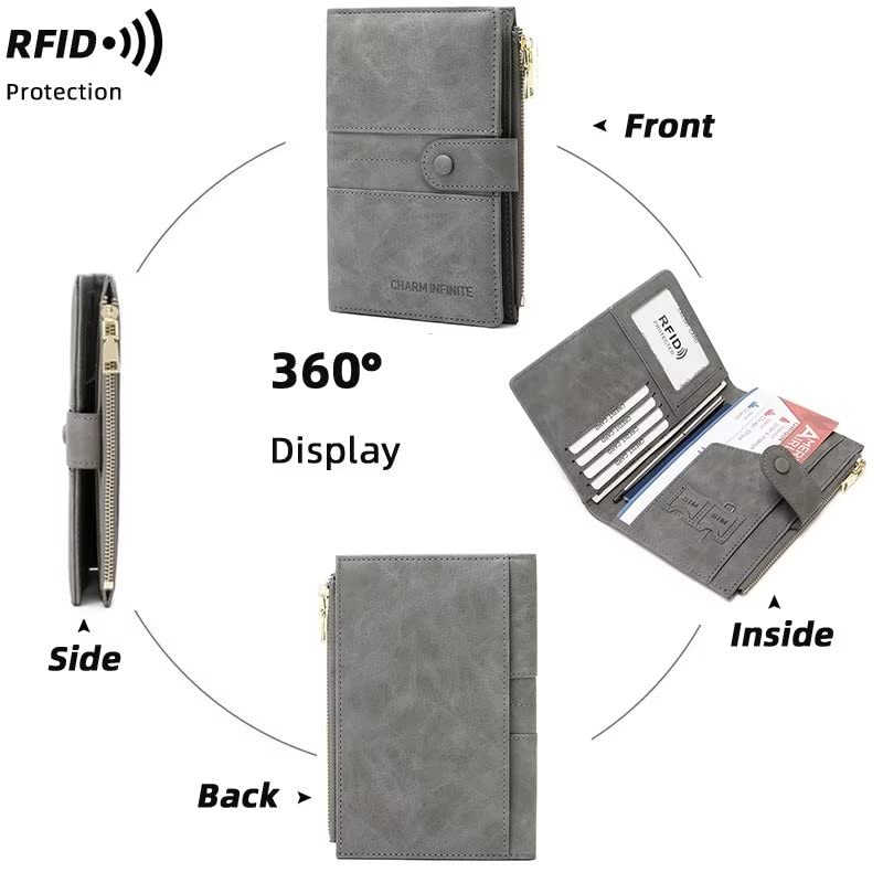 Mudono RFID Blocking Slim Passport Wallet, Travel Document Organizer - color: Orange