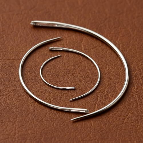 4 Pcs Silver Curved Leather Sewing Needles, Heavy Duty, Set for Weaving, Crafts and Repairing