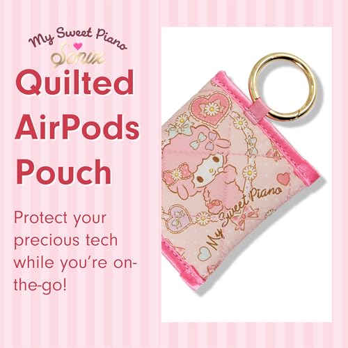 Sonix x Sanrio Quilted Earbud Pouch | Premium Cotton Bag Charm for AirPods, Keychain Storage Case Cover with Carabiner Ring | My Sweet Piano - color: My Sweet Piano