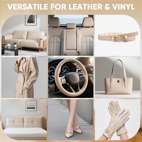 Leather Recoloring Balm, Leather Couch Repair Kit, Leather Restorer for Couches, Leather Scratch Repair, Leather Recoloring Balm for Faded & Scratched Leather Couches (Beige, 12 OZ) - color: Beige, size: 12 OZ
