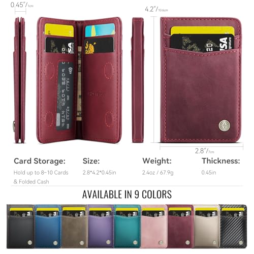 Slim Wallet for Women RFID Blocking Credit Card Holder Bifold Front Pocket Mini Wallet with 8 Card Slots and 2 Cash Pockets, Minimalist PU Leather Small Travel Purse Compact Gift, Burgundy - color: Burgundy