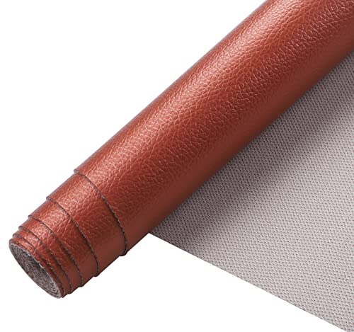 Picheng Pearlescent Faux Leather Fabric: 13.8" x 53" Soft Faux Leather Roll | Lychee Texture Solid Color Faux Leather Sheets Marine Vinyl for Making Crafts Leather Earrings Bows Sewing DIY (Copper) - color: Copper
