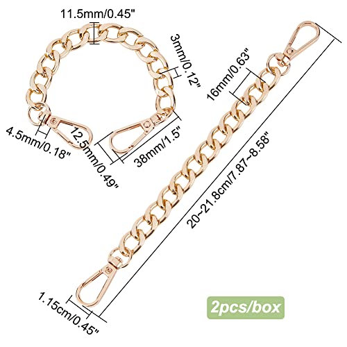 PH PandaHall Purse Extender, 2 Pack 7.8 Inch Golden Aluminum Bag Flat Chain Strap with Alloy Swivel Clasps Handbag Chain Straps Metal Bag Strap Replacement Purse Clutches Handles - color: Golden, size: 7.8 Inch