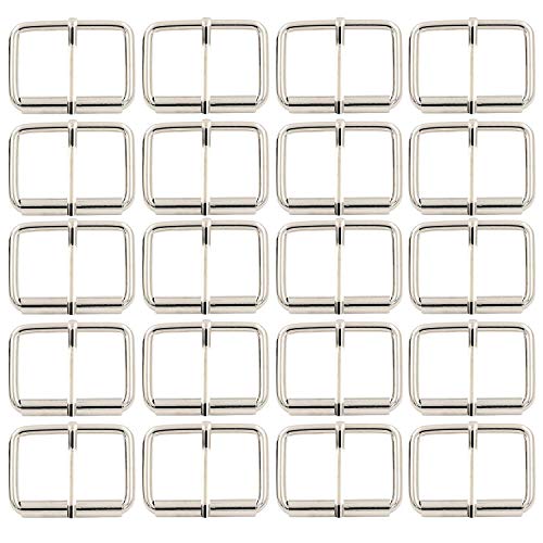 BIKICOCO Roller Buckle, 1-1/2'' x 1'' Heel Rolling Bar Buckles for Bags Leather Webbing Straps - color: Silver X 20 Pcs