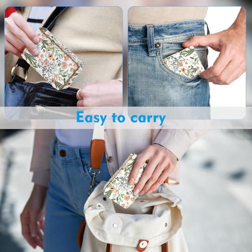 Business Card Holder, PU Leather Printing Business Card Case Pocket with Magnetic Shut, Portable Business Card Carrier Holder for Women or Men (Flower and Grass) - color: Flower and Grass