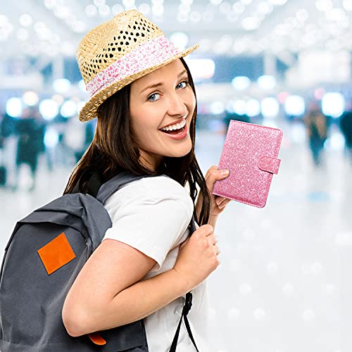 Passport Holder Cover, ACdream Protective Premium Leather RFID Blocking Wallet Travel Case for Passport/Credit Card/Air Ticket, - color: Glitter Pink