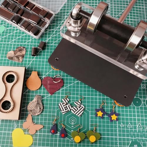 Leather Cutting Machine 1.8 Ton, Portable Manual Press Die Cutter Dual Guide Shafts Die Cut Machine with 39-Piece Professional Hole Punch Kit for Leather, Fabric, Plastic & More — DIY Craft Essential