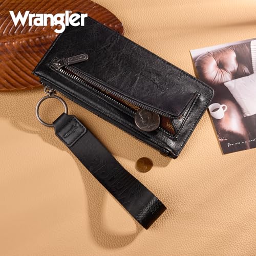 X Wrangler Western Wallet for Women Card Cases & Money Organizers Wristlet Wallet with Zipper Pocket - color: 1-Black