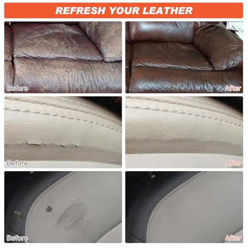 Leather Recoloring Balm Red, Mink Oil Leather Conditioner & Leather Filler Cream, Leather Repair Kit for Furniture,Vinyl Repair Kit Restore Couches, Car Seats, Purse, Scratch, Peeling, Burn Holes - color: Red Brown