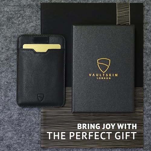 Vaultskin CHELSEA Slim Leather Card Wallet for Men, RFID (Black) - color: Black