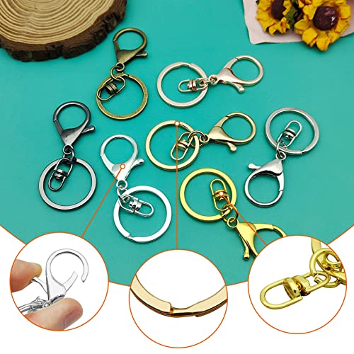 35pcs Lobster Claw Clasps Keychain for Jewelry Making,Metal Lobster Clasp Swivel Trigger Clips with Swivel Clasps Hook Clips for DIY Craft Jewelry Making(7 Colors) - color: Gold,Silver,18K Gold,White K,Bronze,Gun Black,Rose Gold