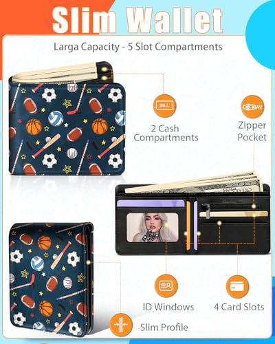 Bistup Boys Wallet Cute Leather Bifold Wallet for Teen Boys Cool Sport Basket Ball Credit Card Cash Id Holder Rfid Blocking Cartoon Bi Fold Small Wallets With Coin Pocket Slim Teens Youth Little Boy - color: Graffiti Ball