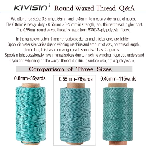 0.55mm Bonded Round Waxed Polyester Thread 76 Yards Each, 12 Rainbow Color Wax Coated String Thin Cord for Micro Macrame, Bracelets Braided, Leather Sewing, Stitching, Beading and Bookbinding - color: Rainbow Colors, size: 0.55mm Medium