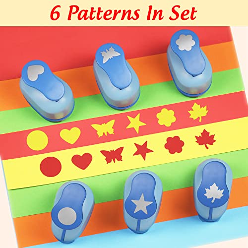 ECOHU Set 6 Craft Hole Punch 1-inch, Craft Punchers - Heart, Circle, Star, Butterfly, Maple Leaf, Flower Paper Punch Sets for Crafting & DIY Projects. (Set 6) - style: Set 6