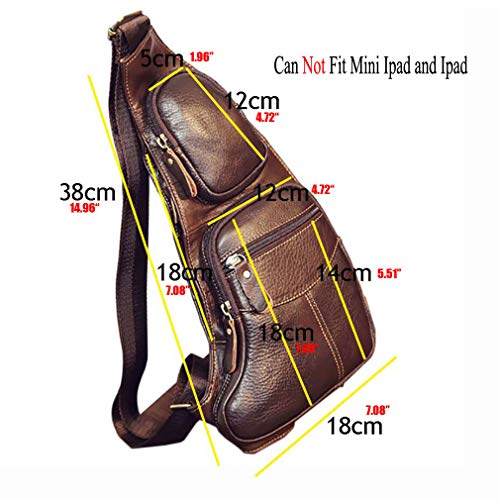 Leather Sling Bag Backpack for Men Women Crossbody Shoulder Chest Day Pack Outdoor Travel Camping Tactical Daypack - color: Coffee