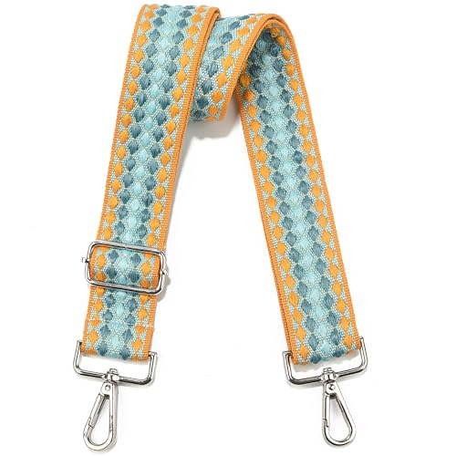 1.5" Wide Purse Strap Silver Hardware Adjustable Replacement Long Crossbody Bag Strap for Thick Shoulder Bags Canvas Handbags Straps - color: Silver Hardware-518