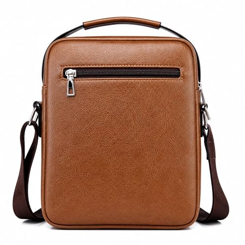 Crossbody Bag for Men, PU Leather Shoulder Messenger Bag with Handle - color: Deep Khaki