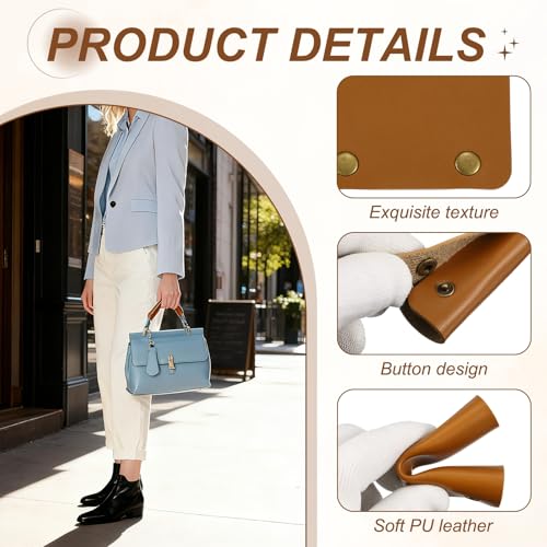uxcell 2 Pcs Handbag Handle Cover, Leather Luggage Handle Wraps, Purse Strap Cover Luggage Grip Protector Fine Texture Bronze Buckle for Purse Tote Bag Suitcase, Amber Brown - color: Amber Brown/Bronze