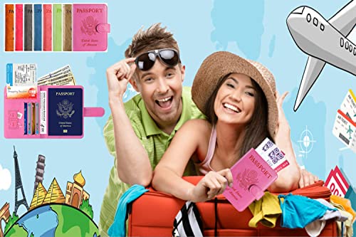Passport Holder Cover Wallet RFID Blocking, Travel Essentials - color: Pink