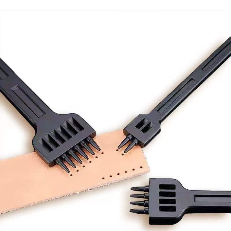 4mm 2/4/6 Claw Tooth Leather Stitching Chisels Round Hole Punching Tool Set for DIY Leather Craft - size: 4mm2+4+6