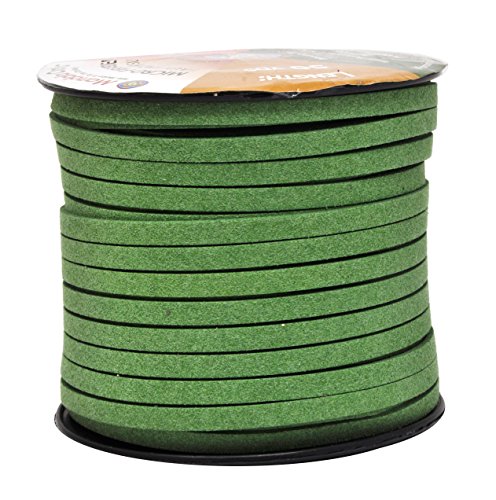 Mandala Crafts 5mm Green Faux Suede Vegan Leather, Jewelry Making | 50 Yards Durable Flat Leather Strings, Laces & Strips for Bracelets, Necklaces, Braiding, Dream Catchers Supplies & Chokers - color: Green, size: 5mm 50 Yards