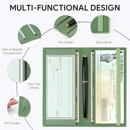 Tipmile Checkbook Covers for Personal Checkbook, PU Leather Checkbook Holder for Women and Men with Elastic Band, Effortless Sophistication - color: K Sour Sweet