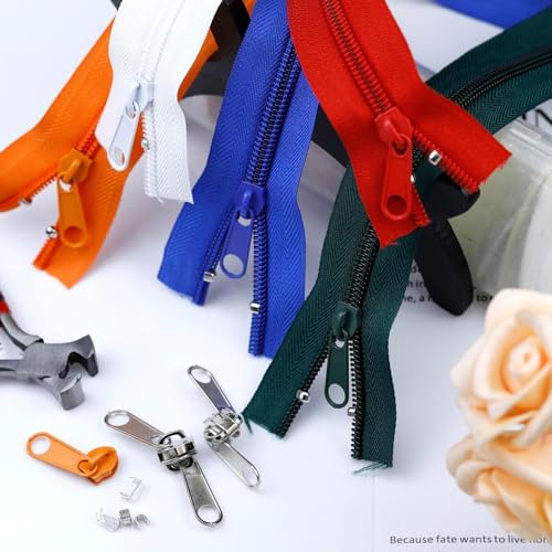 #3 Nylon Zipper Tape for Sewing: YZSFIRM 10 Yards Rose Red by The Yard Nylon Coil Zippers for DIY Sewing Craft with 10 Bulk Metal Zipper Slider and 10 Double Slider - color: 144 Rose Red, size: #3 Zipper