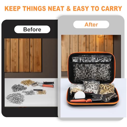 Heavy Duty Grommet Tool Kit, Handheld 3/8 inch Eyelet Kit Manual Grommet Press Machine with 500 pcs Grommets, Eyelet Grommet Kit with Carrying Case for Tarp, Fabric & Leather - Black