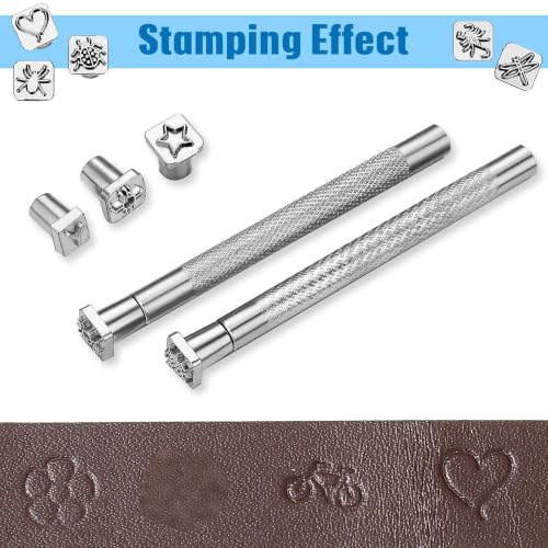 70 Pieces Leather Stamping Tools, Leather Stamping Kit with 2 Pcs Punch Tools, 68 Pcs Metal Letters, Numbers and Professional Capital Letter Pattern Craft Stamps Punch Set Tool
