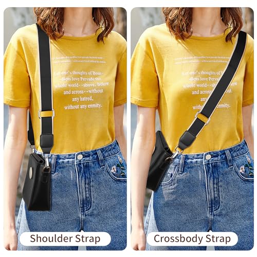 Hamdecro Purse Straps Replacement Crossbody, Universal Wide Shoulder Strap for Bags Adjustable Straps for Handbags, Silver Buckle - Black - color: Silver - Black