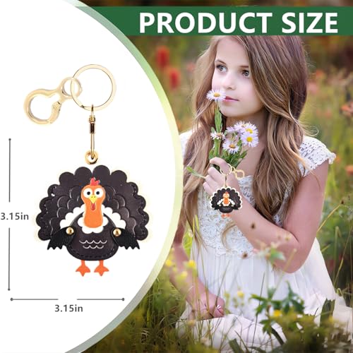 BORKUANA PU Leather Keychain holder Protective Case Compatible with AirTag - color: Turkey B