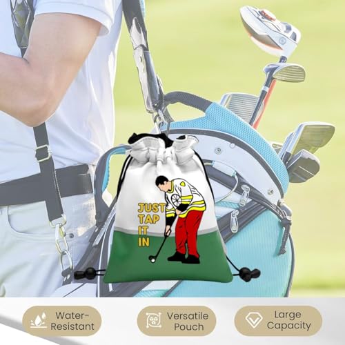 Artpreti Funny Golf Valuables Pouch,Golf Pouch Bag with Drawstrings Golf Tee Bag Pouch Leather Golf Tee Ball Bag for Men Women - Just Tap It in - style: Golf Pouch Bag-just