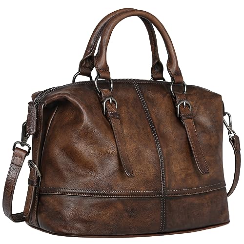 HESHE Leather Tote Bag Shoulder Purses for Women Satchel Crossbody Handbags - color: Coffee-new