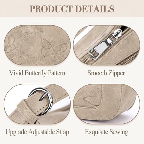 BELTANA Shoulder Bag for Women, Small Vegan Leather Butterfly Hobo Purse | Crescent Shoulder Purse, Top Handle Design, Lightweight, Underarm Style, Daily Travel & Shopping, Gift Choice - color: Apricot