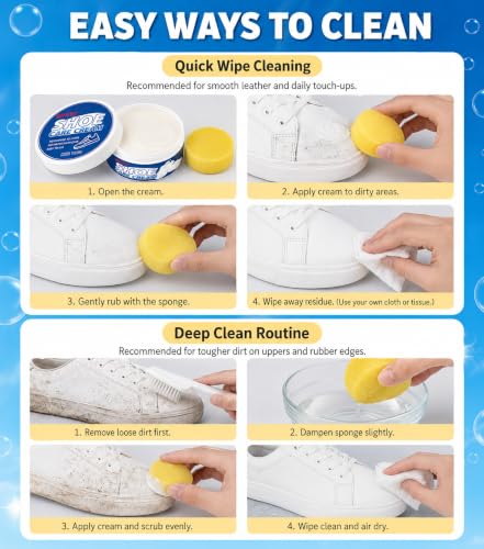 Multi-Purpose Cleaner Cream100g for Sneaker, Leather Shoes/Bags/Sofa/Headset and More PU, Rubber & Faux Leather Surface - Stain Remover & Polish Kit