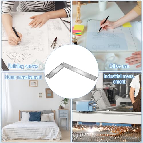 6 x 4in L Shaped Ruler, Right Angle Ruler Stainless Steel - size: 6 x 4in