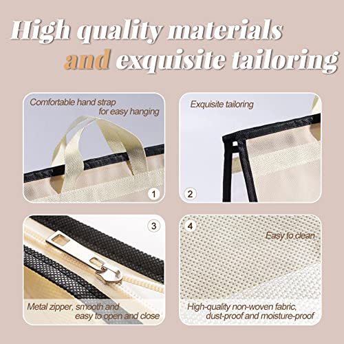 5 PCS Hanging Handbag Storage Organizer Non-Woven Transparent Dust-proof Homewares Purse Wallet Closet Storage Bag with Zipper and Handle (L) - size: L