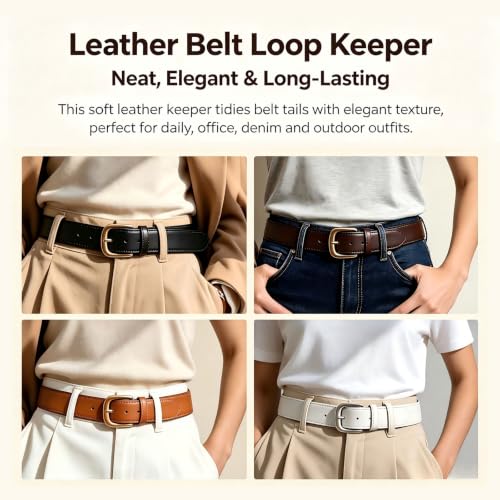 Handmade Leather Belt Loop Keeper | Belt Tail Ring | Strap Holder | Belt Accessories Replacement for Women & Men | 20-50mm Size in Black, Tan, Brown, Blue, White - color: 3 Color (Black+dark Brown+tan)/ 3pcs, size: 25 mm (Belt Width 0.8-1 inch）