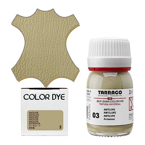 Tarrago Leather Dye Kit with Deglazer and Applicator - Restore & Recolor Shoes, Boots, Purses, Wallets, Jackets, and Furniture - Rich Pigment - 25mL - color: Antelope Gray #03