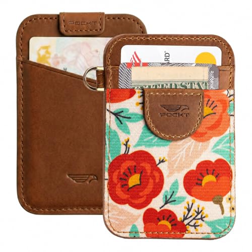 Slim Wallet for Women - Thin Card Wallets - RFID Wallet Credit Card Holder - Minimalist Keychain Wallets | Poppy - color: Poppy