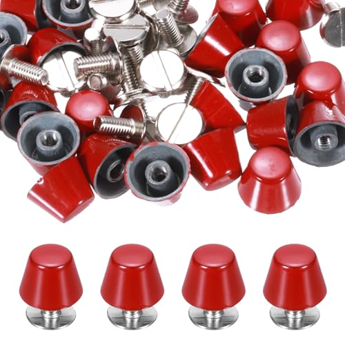 PATIKIL 10mm Screw Back Rivets Stud, 25 Sets Purse Handbag Feet Round Flat Nailhead Flat Head Stud Rivet Spike Leathercraft for DIY Leather Luggage Collar Belt Shoes, Red - color: Red, size: 10mm