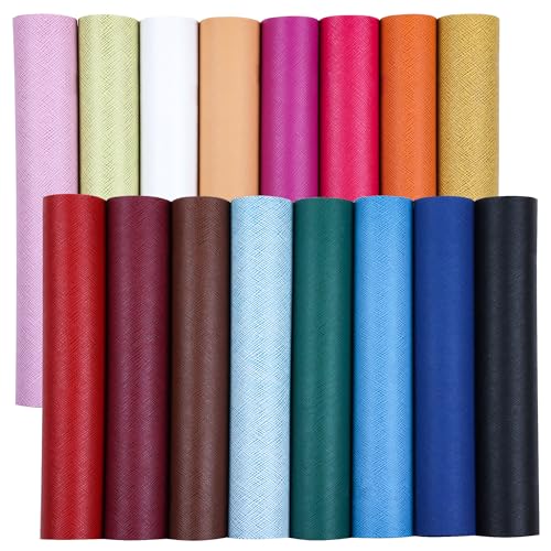 Faux Leather Sheets 16PCS 8.3" x 12" (21cm x 30cm) A4 Size Synthetic Leather Fabric for Earrings Shoes Bags Bow DIY Jewelry Decoration Craft Projects (XSZ-16) - color: 16pcs Xsz-16