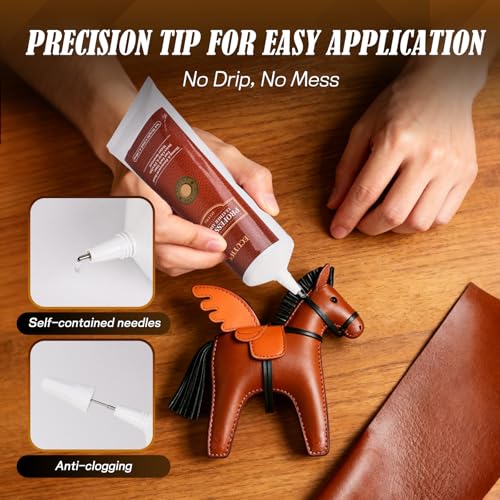 Professional Leather Glue Adhesive -4.23 oz Industrial Strength, Clear & Flexible Bond for Shoes, Bags, Purses, Furniture, Car Seats, Jackets (Repair Vinyl, Suede, Upholstery, Rubber)