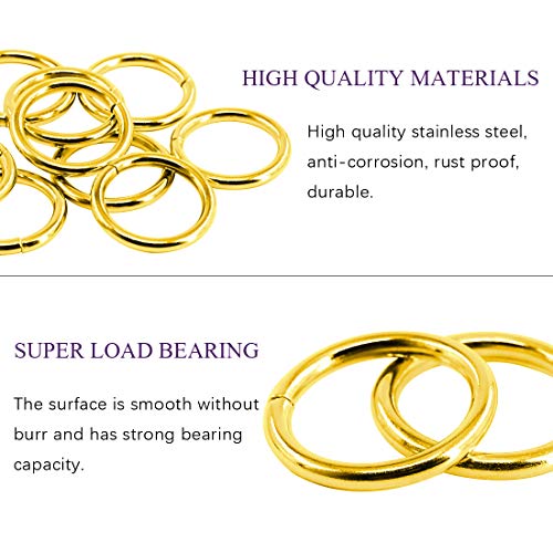 Swpeet 60Pcs 1 Inch / 25mm Heavy Duty Multi-Purpose Metal O Ring Metal Rings for Hardware Bags Ring - color: Gold