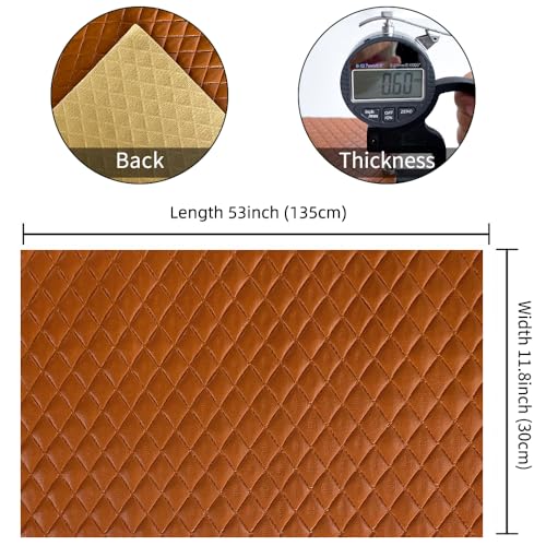 Diamond Quilted Pattern Artificial Faux Leather 11.8x53inch (30x135cm) Super Soft Craft Supplies Synthetic Leather DIY Hair Bows, Handbags and Craft Supplies (Dark Brown) - color: Dark Brown