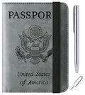 LOHASLIFE Passport Holder for Travel, Rfid Blocking Passport Cover Wallet - color: 116#Grey