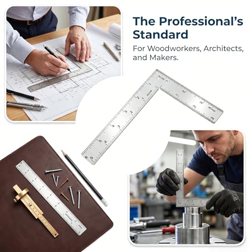 4 * 6 inch L Shaped Ruler Mini Measuring Tool, Ruler with Stainless Steel High Precision Edge for Woodworking, Tiling, and Engineering Drawing (4 * 6 inch) - size: 4*6 inch